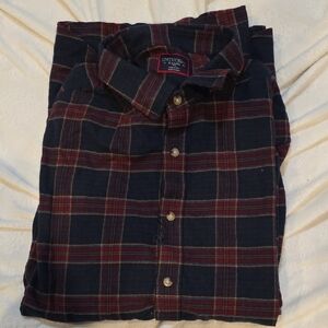 UNTUCKit Men's Dark Blue and Burgundy Plaid Shirt